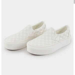 Vans Checkerboard White Platform Slip-On Sneakers